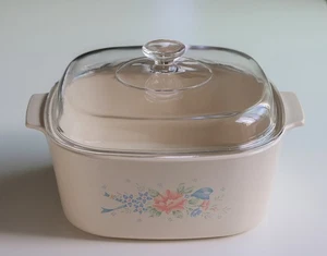 Vintage Corning Ware Symphony Beige A-5-B Casserole Dish with Pyrex Lid - Imagen 1 de 10