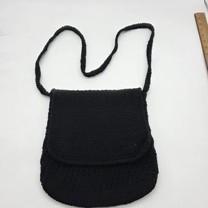 Bolso Bandolera Ann Taylor Mujer Negro Tejido Cartera de Hombro Solapa Magnética - Imagen 1 de 6