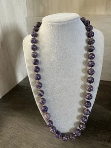 Vintage Purple Charoite Beaded Necklace Women's 22"/Hook Clasp/103 Grams/HEAVY - Picture 1 of 18