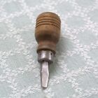 Vintage Stubby Slotted Flat Head Screwdriver Wooden Handle - 3.5"
