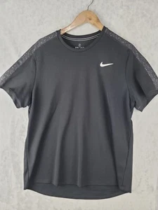 Nike Court Shirt Men Size XL Short Sleeve Tennis Top Black Pique Print - Picture 1 of 11