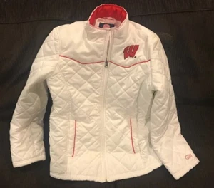 Wisconsin Badgers G-III Sports by Carl Banks weiße Jacke Mantel Damen Größe SM - Bild 1 von 12