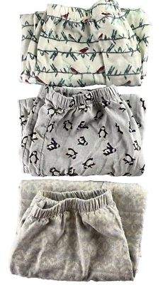 Pantalones de pijama de franela de algodón Talbots talla XS/S pingüinos copos de nieve pájaros bolsillos Foto 1 de 4