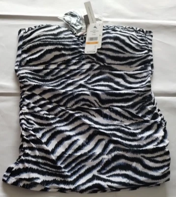 Tommy Bahama White Zanzibar Zebra Shirred Bandini Size S/P - Image 1 of 2