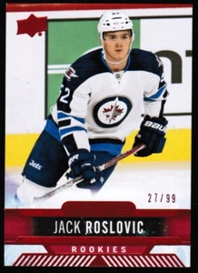 2017-18 cubierta superior horas extras rojo #48 Jack Roslovic novato RC 27/99 - Imagen 1 de 2