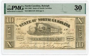 1862 Cr.83 $10 The State of NORTH CAROLINA Note w/ TRAIN - PMG VF 30 - Picture 1 of 2