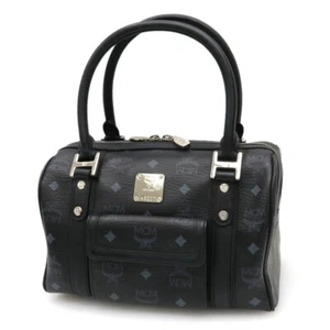 MCM Visetos Tote Bag Handbag Shoulder Leather Black Authentic - Picture 1 of 9