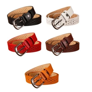 Ladies Leather Belt with Hollows Flower Durability Leather Stylish Waist Belt - Picture 1 of 13