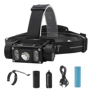 Faro LED USB TIPO C Recargable Cabeza Antorcha Lámpara Camping Luz de Trabajo IPX4 - Imagen 1 de 14