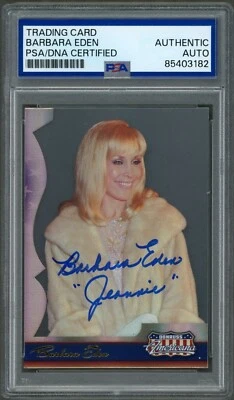Barbara Eden SIGNED 2007 Donruss Americana Foil Jeanie #9 Authentic Auto PSA - Image 1 of 2