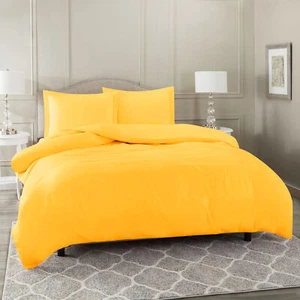 Duvet Cover Set Soft Brushed Comforter Cover W/Pillow Sham, Yellow - Queen - Picture 1 of 7