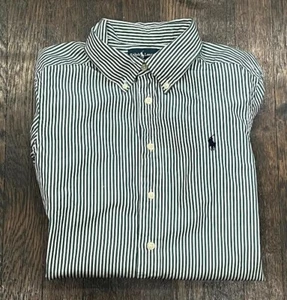 Ralph Lauren Polo Boys Kids Youth Medium Striped Preppy Button Down Shirt - Picture 1 of 12