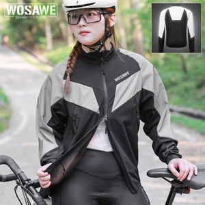 WOSAWE Unisex Cycling Reflective Jacket Breathable Windproof Stretch Cuffs & Hem - Picture 1 of 16