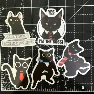 Boss Baby Lot Of 5 Black Cat Vinyl Decals Sticker Bomb Kawaii EMO Tumbler Skater - Picture 1 of 5