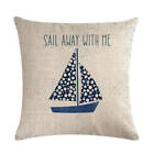 Nautical Throw Pillow Cover Beach Anchor Cushion Cover Fish Linen Decoration