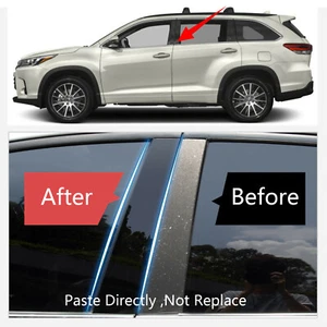 Decal Cover Fit For 14-19 Toyota Highlander 6PCS Black B Pillar Posts Door - Imagen 1 de 4