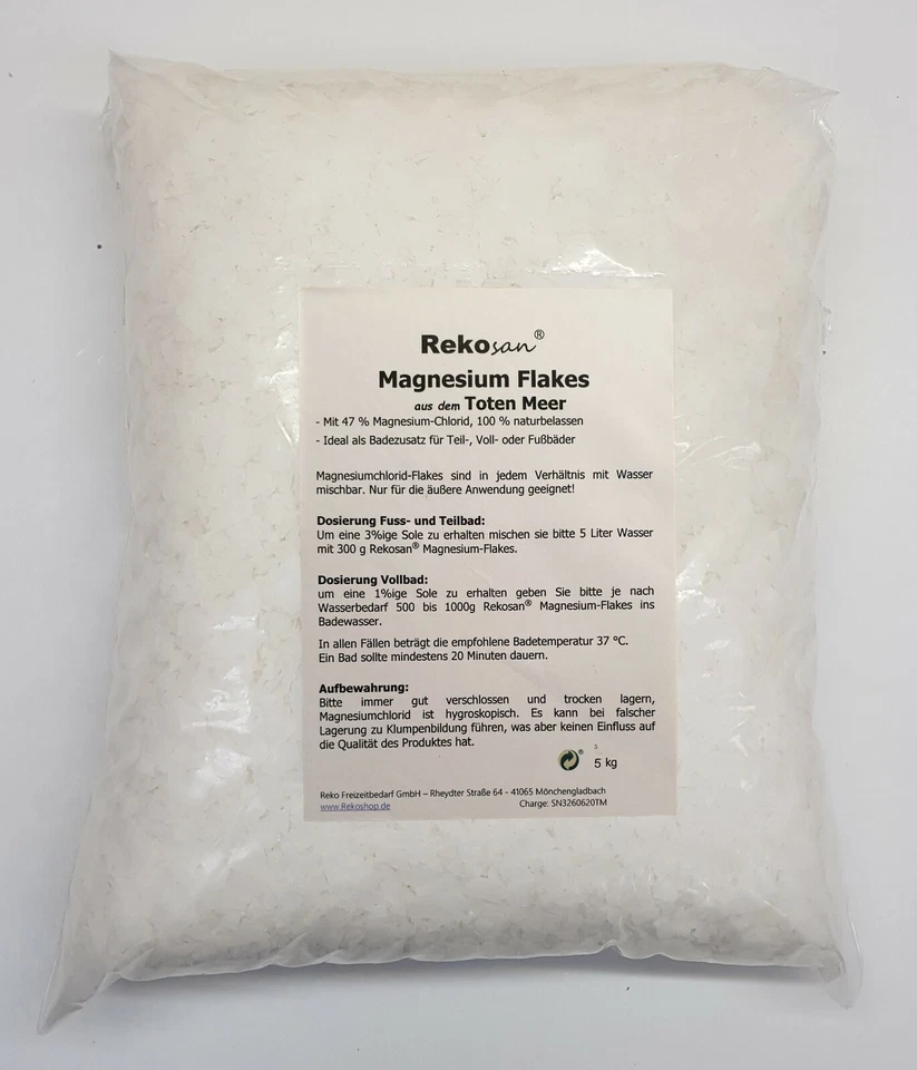 Rekosan Magnesiumchlorid aus dem Toten Meer 5 kg 47% MgCl2 Flakes