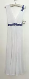 Tsari Greek Dress Women's Crinkle White Embroidered Asymmetric Greece Long - OS - Picture 1 of 8