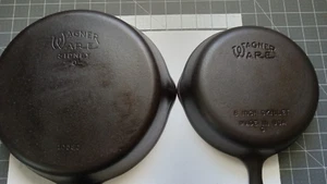 Vintage Wagner Ware stilisiertes Logo #8, #5, Menge 2 10-1/2" und 8" gewürzt Rdy - Bild 1 von 7