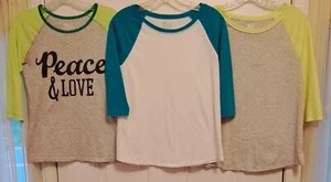 3 Old Navy Youth Girls Crew Neck Shirts, Size 14, 3/4 Length Sleeve - Picture 1 of 4