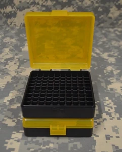 22 lr (2) x Ammo Box / Case / Storage (100) Round .22LR, .25 ACP (YELLOW COLOR) - Picture 1 of 2