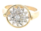 Exquisite 9ct Yellow & White Gold Diamond Flower Cluster Ring