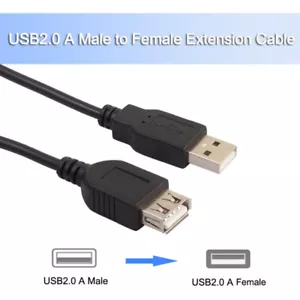 USB Extension Cable Black USB 2.0 Male to Female Extender Cable Lead Adapter Lot - Picture 1 of 5