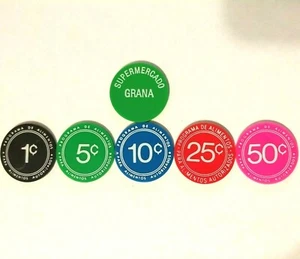 SET 5 SUPERMERCADO GRANA Ficha Cupones JUNCOS FOOD STAMP Token PUERTO RICO - Picture 1 of 7