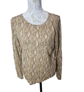 Top tejido de lino con estampado de pitón tostado Lauren Ralph Lauren para mujer XL - Imagen 1 de 7