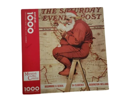 Vintage Springbok Jigsaw Puzzle Mapping His Course 1000 PC Santa Claus Christmas - Image 1 of 2