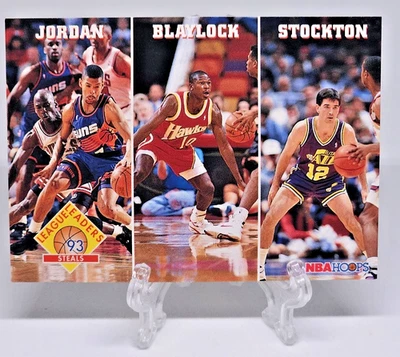 1993-94 NBA HOOPS MICHAEL JORDAN&BLAYLOCK&STOCKTON #289 LEAGUE LEADERS - Image 1 of 2