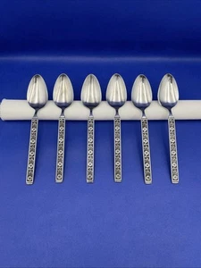 Gold Standard NIGHT BLOSSOM Stainless Soup Spoon Black Accent Glossy Flatware L6 - Picture 1 of 6