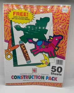 Rare Vintage 1990's Retro Colored Construction Paper Set Activity Paper - NOS - Picture 1 of 4