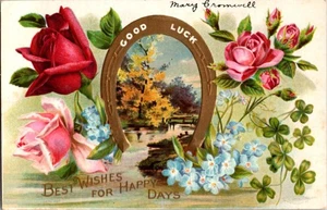 Hermosas flores en postal de felicitación vintage o/18 BI4107 - Imagen 1 de 2