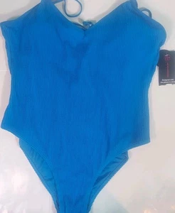 No Boundaries Popcorn Swimsuit Blue One Piece Size XXL 19 High Leg Nwt - Picture 1 of 4