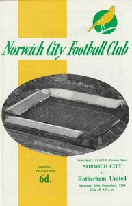Norwich City v Rotherham United, 19 December 1964, Division Two. - Picture 1 of 1