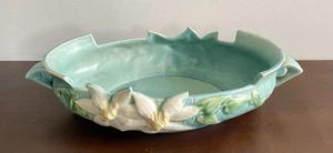 VTG Roseville Pottery Ciel Blue Clematis Oval Bowl, Roseville U.S.A. 1160-12. - Picture 1 of 20