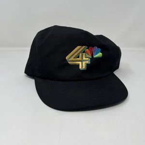 Vintage 90s NBC Channel 4 Snapback Hat Cal Black VTG Unisex Summer Casual - Picture 1 of 6