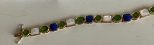 Ross Simons Sterlingsilber vergoldet Edelstein Tennis Armband echter Lapis Peridot - Bild 1 von 5