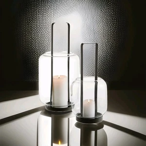 blomus Windlicht Kukui Schwarz Metall & Glas  Ø 30,5 cm Laterne für Stumpenkerze - Bild 1 von 1