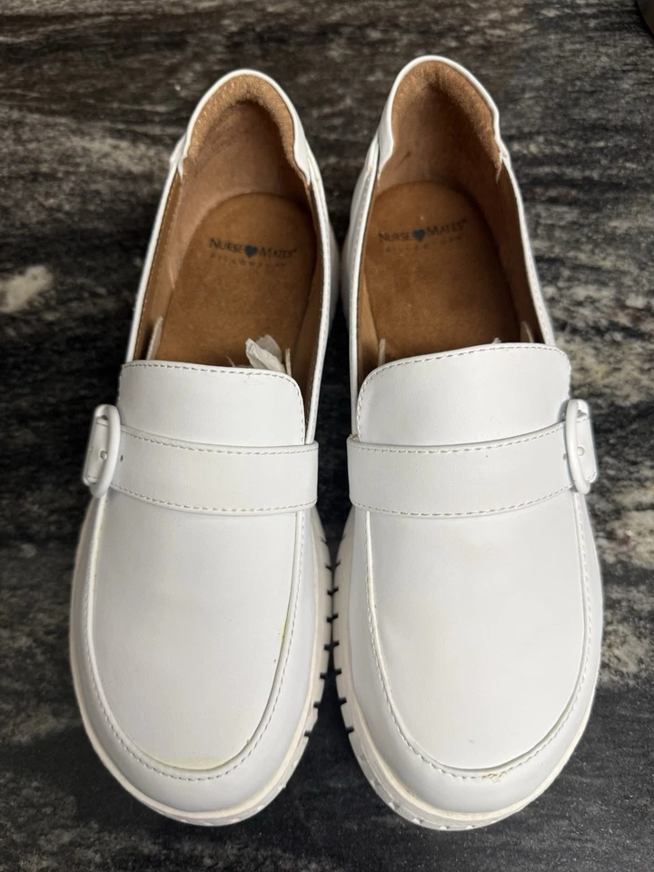 Zapatos de Enfermería Nurse Mates Pellowtop Blanco Margarita Talla 7.5 Resistencia al Deslizamiento Foto 1 de 4