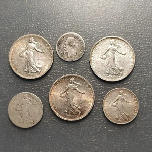 FRANCE FRANCIA LOTE 6 MONEDAS PLATA - Picture 1 of 2