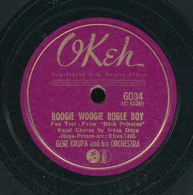78tk-Jazz-OKEH 6034-Gene Krupa-(Boogie Woogie Bugle Boy/The Big Do) Foto 1 de 2