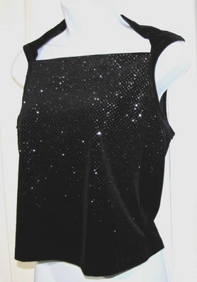 CDC Caren Desiree Co. TOP Negro Terciopelo Brillo Sin Mangas + 123 Falda Rodilla S/M Foto 1 de 4