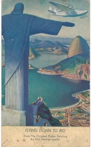 Flying Down To Rio Poster Painting Paul Lawlor 1950 Aviation Brazil - Picture 1 of 2