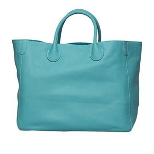 Bolso de Mano Grande de Cuero Azul, Bolso de Cuero de Vaca, Imprescindible Dama Moda - Imagen 1 de 6