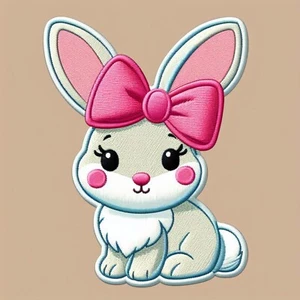 Parche de conejo ropa con apliques para planchar, cola de algodón para bebé, lazo rosa, Pascua - Imagen 1 de 12