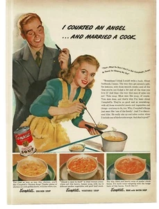 1946 Campbell's Chicken Soup Housewife Cooking art Vintage Print Ad - Picture 1 of 1