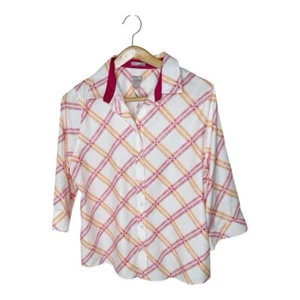 Chicos Size 3 No Iron Stretch Button Down Shirt 3/4 Sleeves Collared 16/18 New - Picture 1 of 12