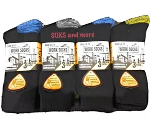 12 PAIRS MENS COTTON HEAVY DUTY THICK WORK BOOT SOCKS * SIZE UK 6-11 • EU 40-45 - Picture 1 of 6